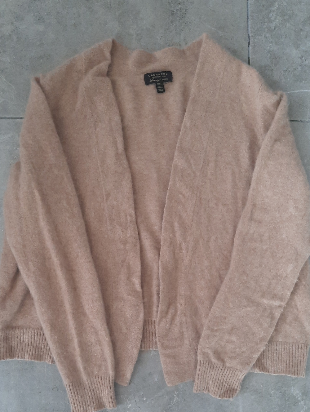 100% Cashmere Open-Front Cardigan - Camel